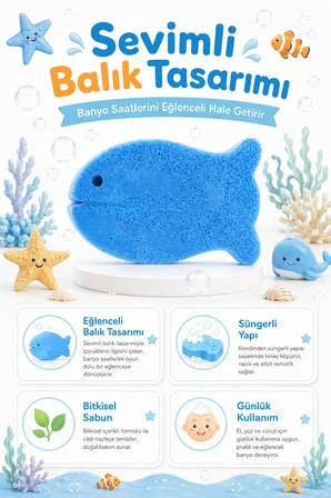 Dermolive Süngerli Oyuncak Bitkisel Banyo Sabunu Balık 120 g