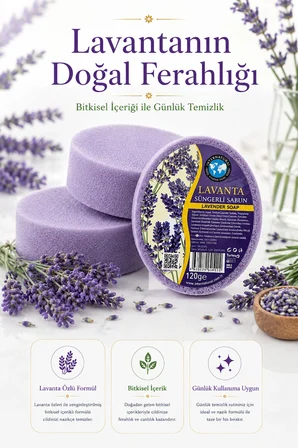 İnternatural Lavanta Özlü Süngerli Bitkisel Banyo Sabunu 120 G |