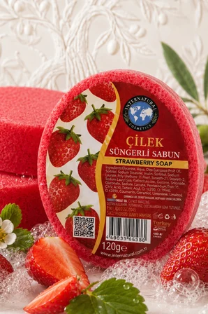 İnternatural Çilekli Süngerli Bitkisel Banyo Sabunu 120 G