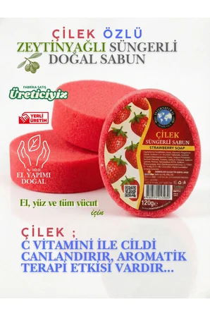 İnternatural Çilekli Süngerli Bitkisel Banyo Sabunu 120 G