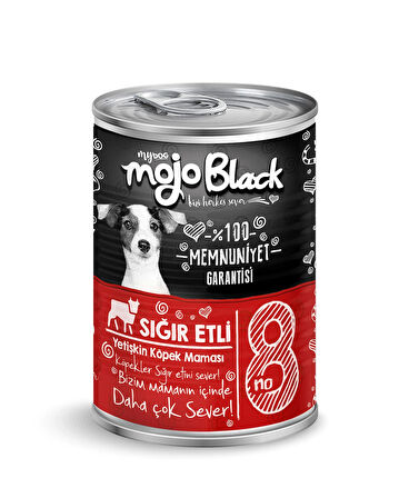 Mojo Black No:8 Tahılsız (400gr) Sığır Etli Yetişkin Köpek Konservesi 12'Lİ