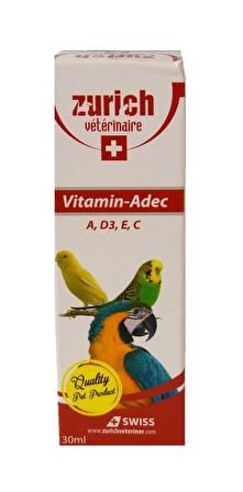 Zurich Kuş Vitamini A, D3, E, C Vitaminleri 30 ml