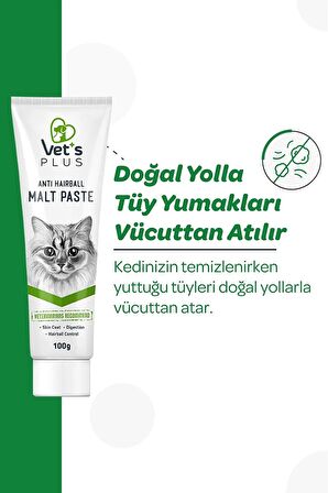 Vet's Plus Anti Hairball 100 gr Malt Kedi Macunu