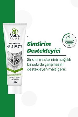 Vet's Plus Anti Hairball 100 gr Malt Kedi Macunu