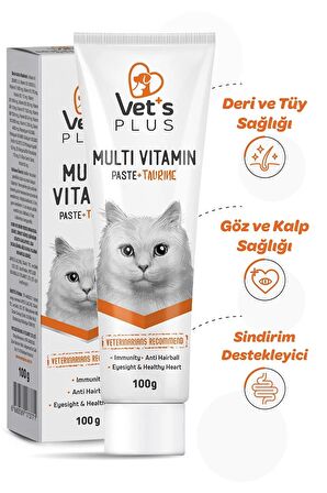 Vet's Plus Multivitamin 100 gr Kediler için Bağışıklık Sistemi Destekleyici Malt Macun