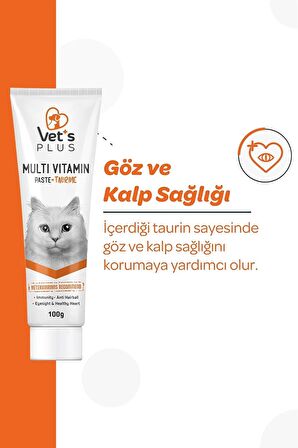 Vet's Plus Multivitamin 100 gr Kediler için Bağışıklık Sistemi Destekleyici Malt Macun