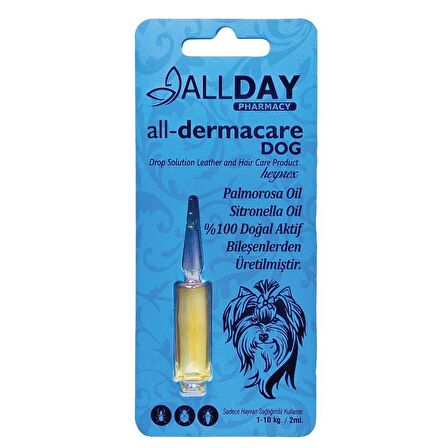 Allday All-Dermacare Köpeki Bitkisel Dış Parazit Koruyucu 1-10 Kg 2 Ml