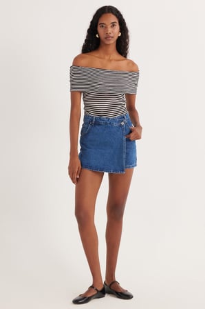 Kadın Slim Fit Dar Kesim Çizgili Straplez Bluz