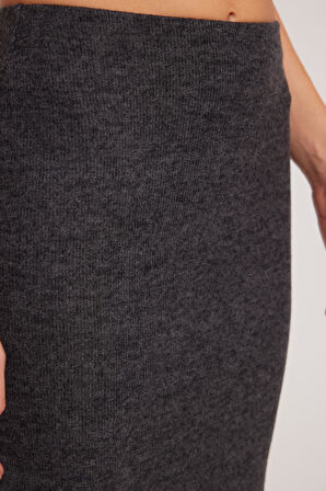 Kadın Slim Fit Dar Kesim Yırtmaçlı Antrasit Etek