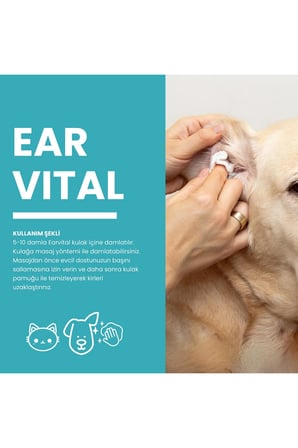 Earvital Kedi Köpek Kulak Temizleme Losyonu Solüsyonu 150ml Disk Pamuk Hediyeli