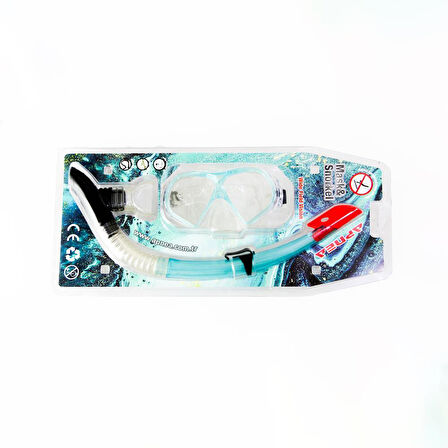Apnea Corsica Maske Şnorkel Set Şeffaf/Turkuaz