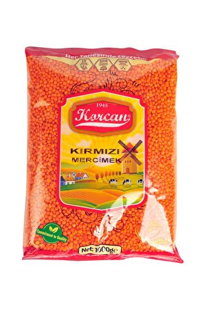 Korcan Kırmızı Mercimek 1 kg x 4 Adet