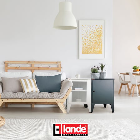 LANDE - Ziglat 655 - Metal Dolap - Cam Kapılı - Mat Beyaz.