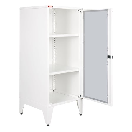 LANDE - Ziglat 1110 - Metal Dolap - Cam Kapılı - Mat Beyaz.