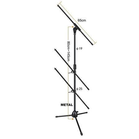 ST-19496 80CM/145CM üç Çubuklu Mikrofon Sehpası