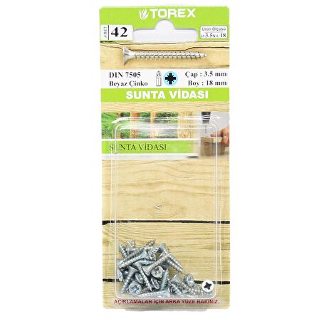 Torex Sunta Vidası 3.5.x18 Dın 7505 (1 Paket: 42 adet)