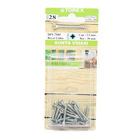 Torex Sunta Vidası 3.5.x30 Dın 7505 (1 Paket: 28 adet)