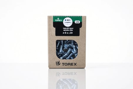 YHB Küt Uçlu Metrik Vida 8x20 mm 26 Adet Yıldız Havşa Başlı Vida