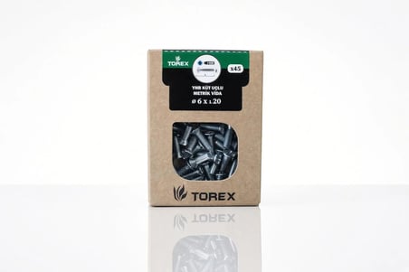 YHB Küt Uçlu Metrik Vida 6x20 mm 45 Adet Yıldız Havşa Başlı Vida