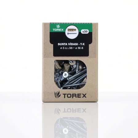 Sunta Vidası 5x50 mm ve T-X Dübel M8 – 50 Adet | Orta Boy El Kutusu