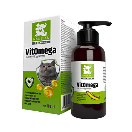 Nanbell VitOmega Kedi Vitamin Mineral Balık Yağı 100Ml