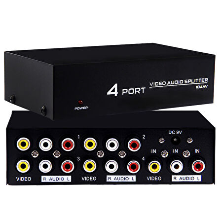 Powermaster AV-104 4 Port Video Audio Splitter Rca Video Dağıtıcı