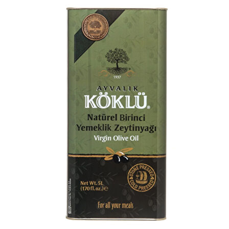 Taş Baskı Soğuk Sıkım Naturel Birinci Yemeklik Ayvalık Zeytinyağı 5 lt Teneke