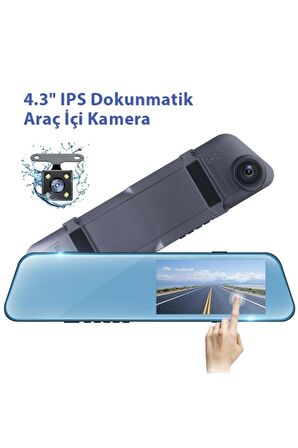 4.3 Inç Ips Dokunmatik Ekran Full Hd Dikiz Ayna Araç Kamerası