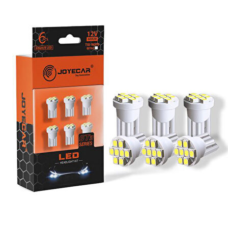 JOYECAR GT3 SERISI T10 194 W5W IC AYDINLATMA AMPULU 6 ADET BEYAZ