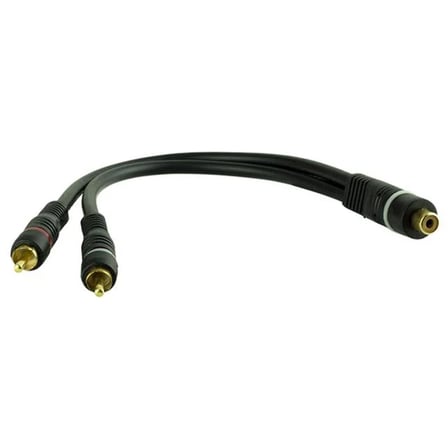 Powermaster PM-690 Siyah 1 Dişi 2 Erkek RCA Y Kablo 25 Cm Ses ve Anfi Bağlantı Kablosu (5 Adet)