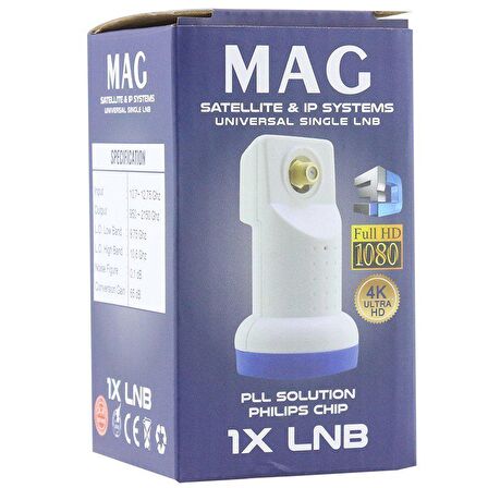 MAG TEKLİ SINGLE LNB ALTIN UÇLU SHARP CHİP 0.1DB