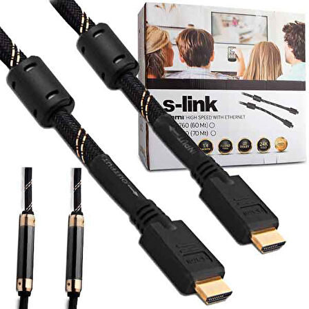 S-Link SLX-2770 HDMI Kablo 70 Metre Çipsetli+Çift Filtreli