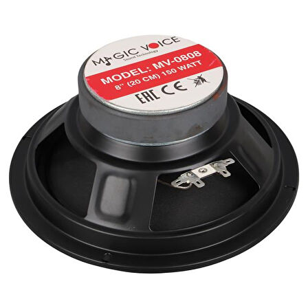 Magicvoice MV-0808 8" 20Cm 150 Watt Tekli Metal Kasa Oto Hoparlör (MV-3408 Amfi Uyumlu)