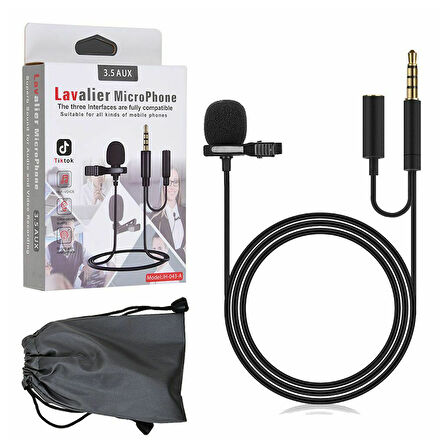 Powermaster JH-043-A Cep Telefonu için 3.5 mm Jack Girişli Youtuber Yaka Mikrofonu Mikrofon Ve Kulaklık Girişli