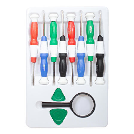 BAKU BK-8600 CEP TELEFONU TORNAVİDA VE CIMBIZ SETİ (8 AD TORNAVİDA+2 AD AÇMA APARATI+1 AD MERCEK)