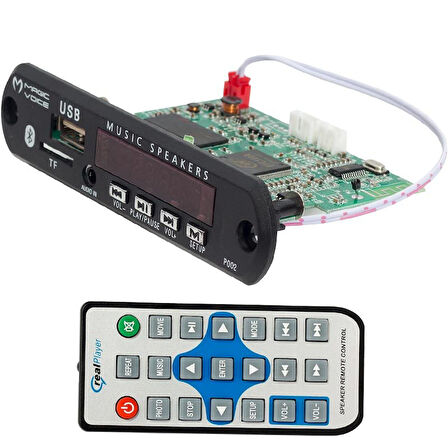 Magicvoice MP5 USB-SD-MMC-Bluetooth 12V-500mA Kumandalı Oto Teyp Çevirici Dijital Video Player Board