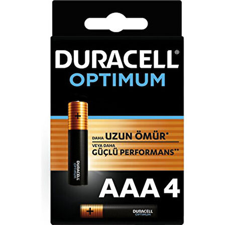 Duracell Optimum 1.5 Volt Alkalin AAA 4’lü İnce Kalem Pil MX2400