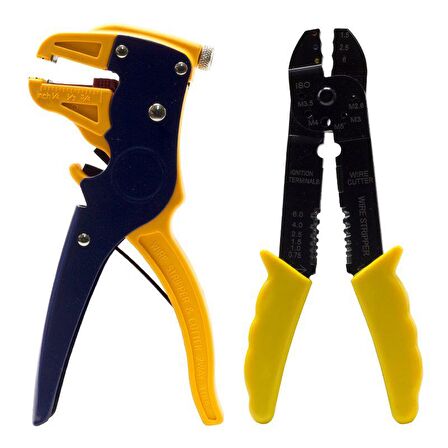 Powermaster 17163 Terminal Sıkma Pensesi+Kablo Sıyırma Pensesi+Uç Seti