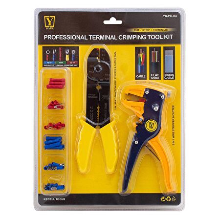 Powermaster 17163 Terminal Sıkma Pensesi+Kablo Sıyırma Pensesi+Uç Seti