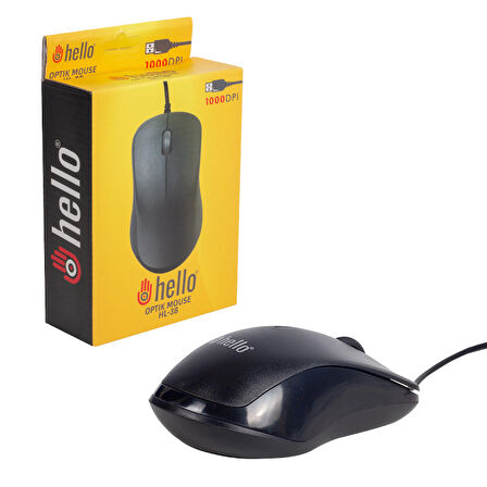 HELLO HL-38 1000 DPI KABLOLU OPTİK SİYAH MOUSE