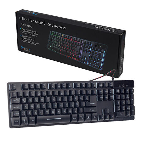 HELLO HL-18744 METAL KASA RGB IŞIKLI KABLOLU OYUNCU Q KLAVYE ZYG-800