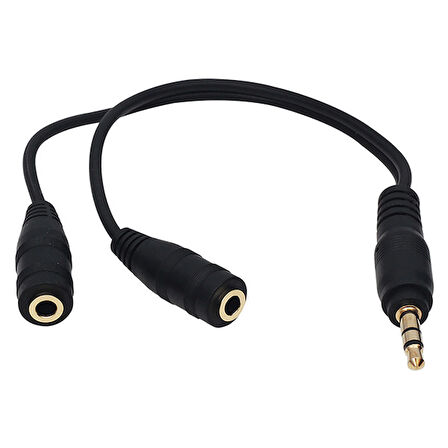 POWERMASTER KULAKLIK ÇOKLAYICI 3.5 MM ERKEK/2 STEREO DİŞİ 20 CM Y KABLO