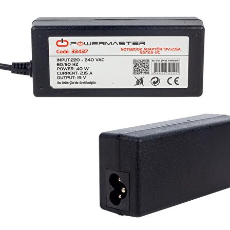 POWERMASTER NOTEBOOK ADAPTÖR ASUS 19V/2.15A 5.5*2.5 UÇ
