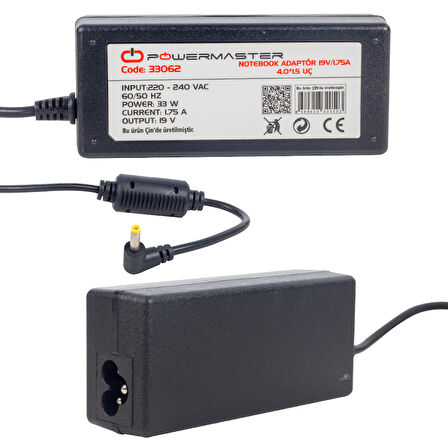NOTEBOOK ADAPTÖR SL-NBA205 ASUS 19V/1.75A 4.0*1.5 UÇ POWERMASTER