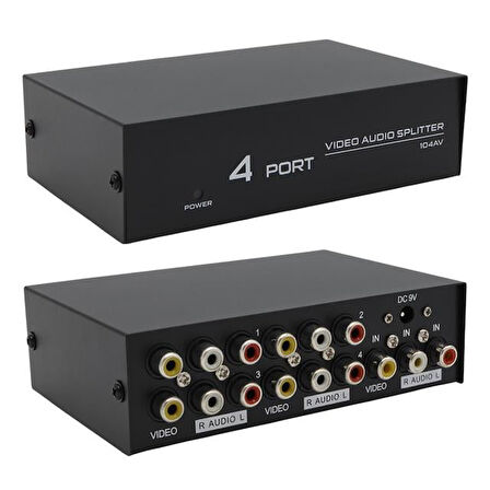 PowerMaster AV-104 4 Port AV CVBS RCA Video Audio Splitter Çoğaltıcı Dağıtıcı
