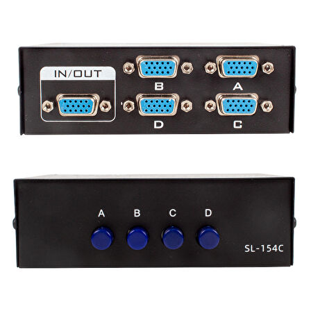 POWERMASTER VGA-15-4 4 GİRİŞ 1 ÇIKIŞ VGA TOPLAYICI SWITCH