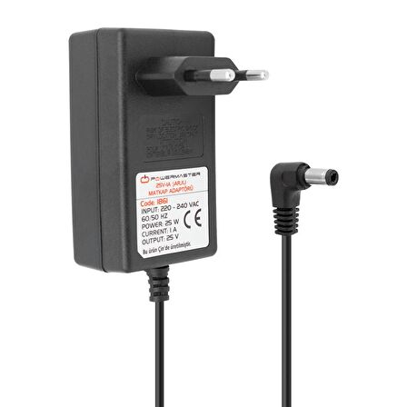 POWERMASTER PM-1861  25 VOLT - 1 AMPER - 25 WATT 5.5*2.5 L UÇLU ŞARJLI MATKAP ADAPTÖRÜ