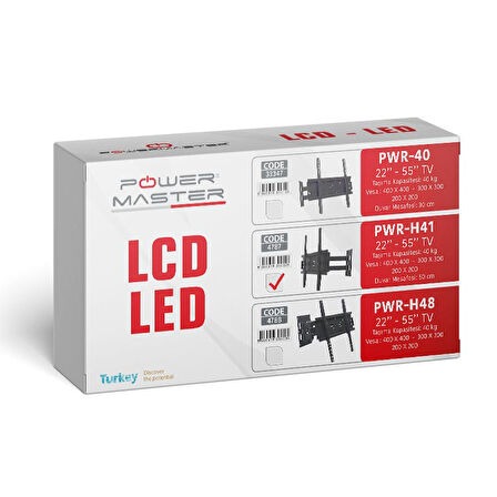 Powermaster 22-55 İnç Çift Kollu Kilitli Hareketli Duvar Askı Aparatı 55-140 Ekran Arası Uyumlu 40 Kg Taşır
