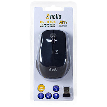 HELLO HL-4705 2.4GHZ 1600DPI KABLOSUZ OPTİK MOUSE