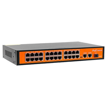 Powermaster POE24+2 300 Watt 10 100 1000 MBPS Poe Ethernet Gigabit Switch 24 Port Kolay Kurulum